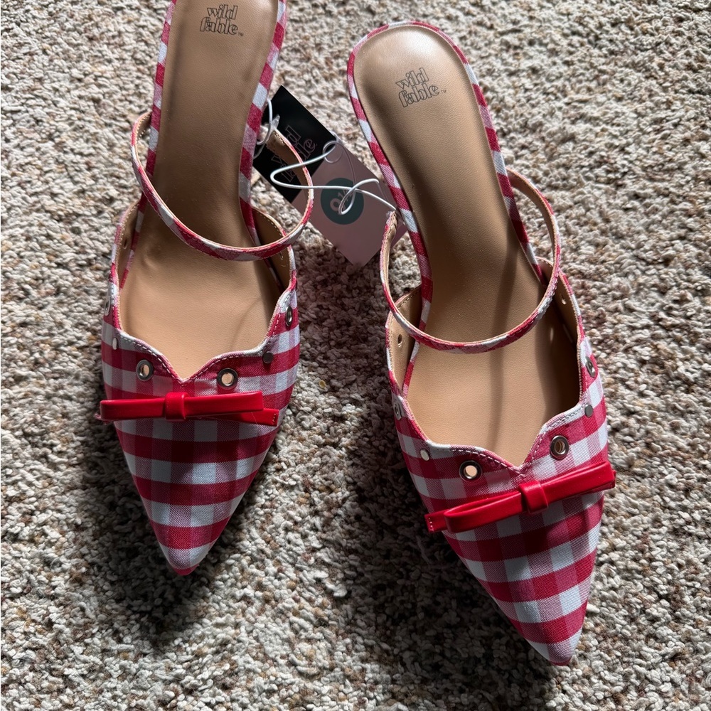 Wild Fable‎ Red Gingham Heels Sz 9.5